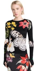 alice olivia Delaina Long Sleeve Top Essential Floral S at Shopbop