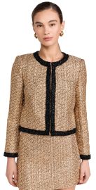 alice olivia Landon Cropped Box Jacket with Embellished Trim Gold XS at Shopbop