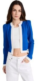 alice olivia Trina Structured Shoulder Crop Cardigan at Shopbop