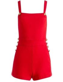 alice olivia Vita Denim Romper In Bright Ruby ShopSimon at Shop Simon