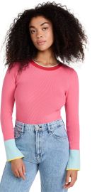 alice olivia Westi Long Sleeve Rib Crew Sweater at Shopbop