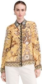 alice olivia Willa Blouson Tie Sleeve Top Lisboa Lemon Meringue M at Shopbop