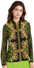 alice olivia Willa Placket Top at Shopbop