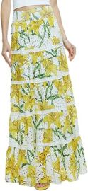 alice olivia Womens Aisha Tiered Midi Skirt 0 at Womens Clothing store at Amazon