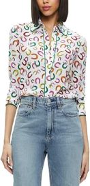 alice olivia Womens Willa Silk Top Xs at Womens Clothing store at Amazon