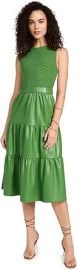 alice olivia Womenx27s Conley Vegan Leather Tiered Midi Dress at Womens Clothing store at Amazon