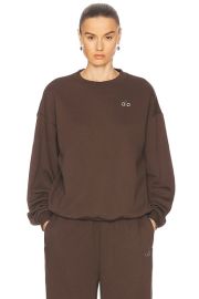 alo Accolade Crew Neck Pullover Sweatshirt in Espresso FWRD at FWRD