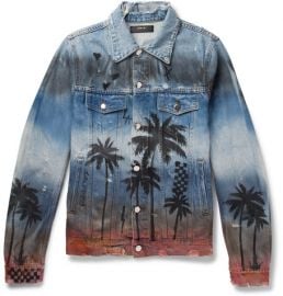 amiri Slim-Fit Distressed Printed Denim Jacket at Mr Porter