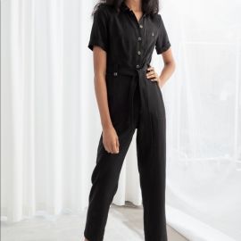 amp Other Stories Pants amp Jumpsuits Other Stories Belted Black Cotton Lyocell Jumpsuit Poshmark at Poshmark