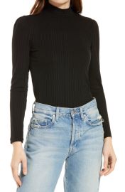 amp Other Stories Rib Mock Neck Stretch Tencel Lyocell Top at Nordstrom