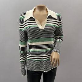 amp Other Stories Sweater Women US L Green Striped Pullover Collared Wool Blend eBay at eBay
