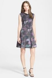 and039Hazeand039 Print Mock Neck Pleated Sheath Dress at Nordstrom Rack