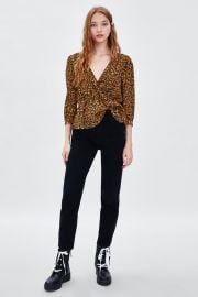 animal print wrap top at Zara