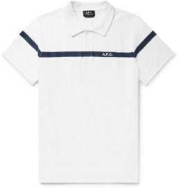 apc Henri Embroidered Terry-Trimmed Slub Cotton-Jersey Polo Shirt at Mr Porter