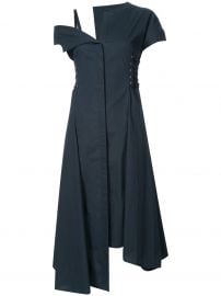 WornOnTV: Catt’s navy asymmetric lace-up side dress on E! News | Catt ...