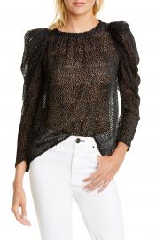 ba amp sh Cadia Flocked Dot Silk Blend Blouse   Nordstrom at Nordstrom