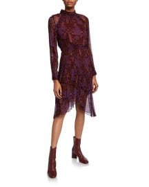 ba amp sh Macha High-Neck Asymmetrical Dress at Neiman Marcus