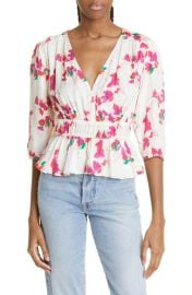 ba sh Edon Floral Peplum Top at Nordstrom