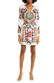 ba sh Fedora Scarf Print Long Sleeve Dress at Nordstrom