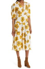 ba sh Kory Floral Midi Dress in Yellow  at Nordstrom