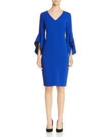 badgley mischka blue contrast bell sleeve dress at Bloomingdales