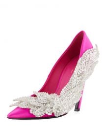 balenciaga Crystal-Embellished Satin Pumps at Bergdorf Goodman