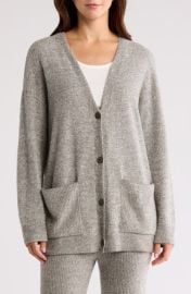 barefoot dreams CozyChic Lite® Heather Rib Pocket Cardigan at Nordstrom