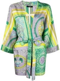 baroque-print silk robe at Farfetch