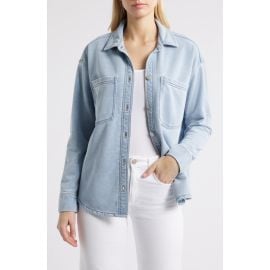 beachlunchlounge Tania Washed Cotton Blend French Terry Button-Up Shirt at Nordstrom