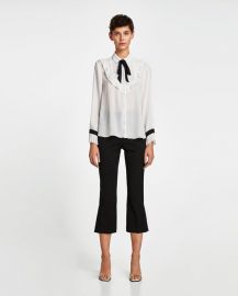 bib front shirt with bow detail at Zara