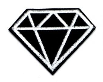 black and White Diamond Patch, Embroidered Diamond Biker Applique Patch at Amazon