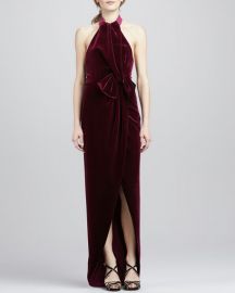 black halo Admire Draped Velvet Gown at Neiman Marcus