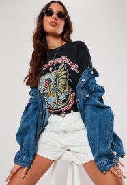 black rolling stones graphic washed t shirt at Missguided