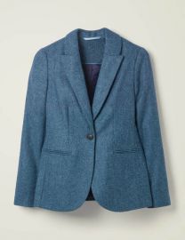 boden Atkins British Tweed Blazer - Dark Blue Herringbone at Boden