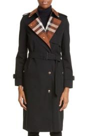 burberry Sandridge Check Panel Cotton Gabardine Trench Coat at Nordstrom