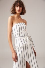 WornOnTV: Sibley’s white striped strapless dress on E! News | Sibley ...