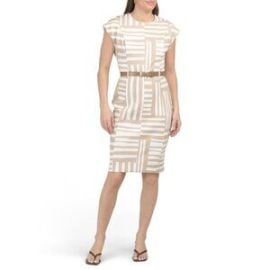 calvin klein Geo Print With Belt Sheath dress on Poshmark at Poshmark