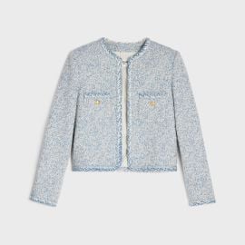 cardigan jacket in wool natt - BLEU DLAVCRU CELINE at Celine