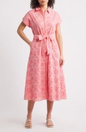 caslon(r) Eyelet Embroidery Cotton Shirtdress at Nordstrom