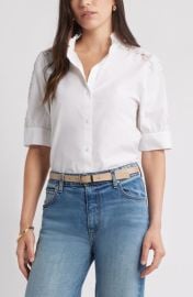 caslon(r) Ruffle Lace Appliqué Cotton Top at Nordstrom