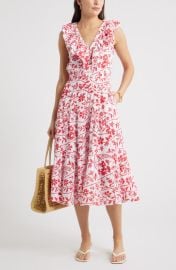 caslon(r) Ruffle Sleeveless Tiered Cotton Midi Dress at Nordstrom