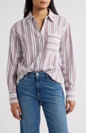caslon(r) Stripe Linen Blend Button-Up Shirt at Nordstrom