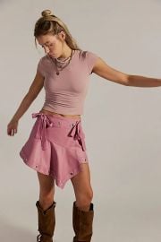 cassis vegan leather wrap skirt - mauve blossom at Free People