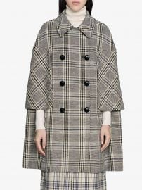 checkered double-breasted cape coat at Farfetch