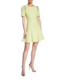 cinq a sept Alyssa Crewneck Short-Sleeve Cutout Dress at Neiman Marcus