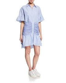 cinq a sept Asher Striped Short-Sleeve Shirt Dress at Neiman Marcus