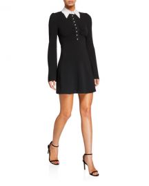 cinq a sept Aubrey Long-Sleeve Dress w  Embellished Collar at Neiman Marcus