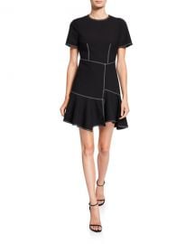 cinq a sept Azure Short-Sleeve Flounce Dress at Neiman Marcus