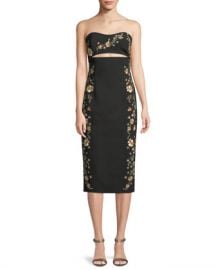 cinq a sept Clemence Strapless Cutout-Waist Crepe Sheath Dress at Neiman Marcus