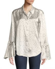 cinq a sept Elisia Printed Silk Button-Front Top at Neiman Marcus